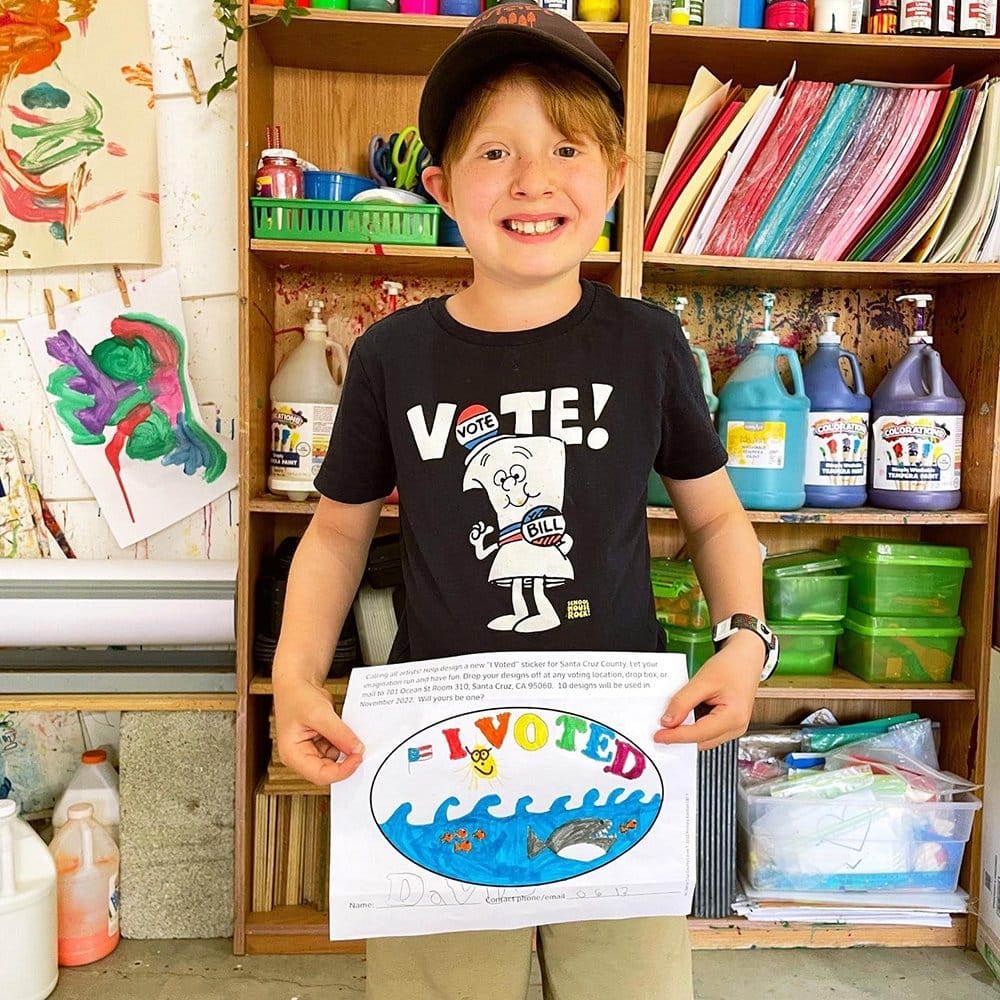 child with I voted artwork