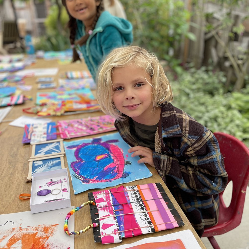 children making art at summer camp