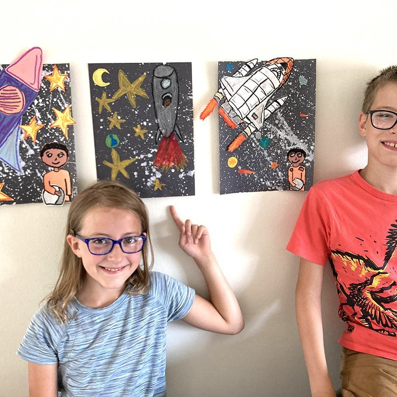 children with space art