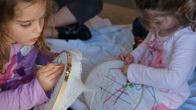 children sewing
